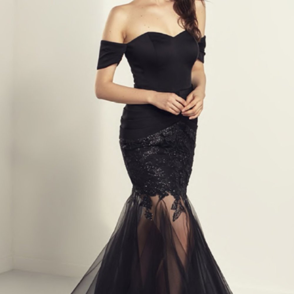Maxi Corset Dress, Black Wedding Dress, Tulle Party Dress, Prom Dress.